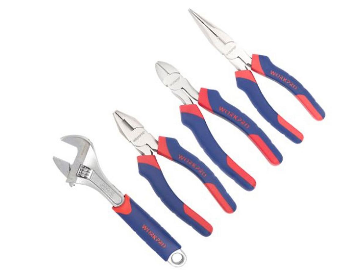 Cận cảnh cấu hình 3 kìm + 1 mỏ lết của Workpro W001301.