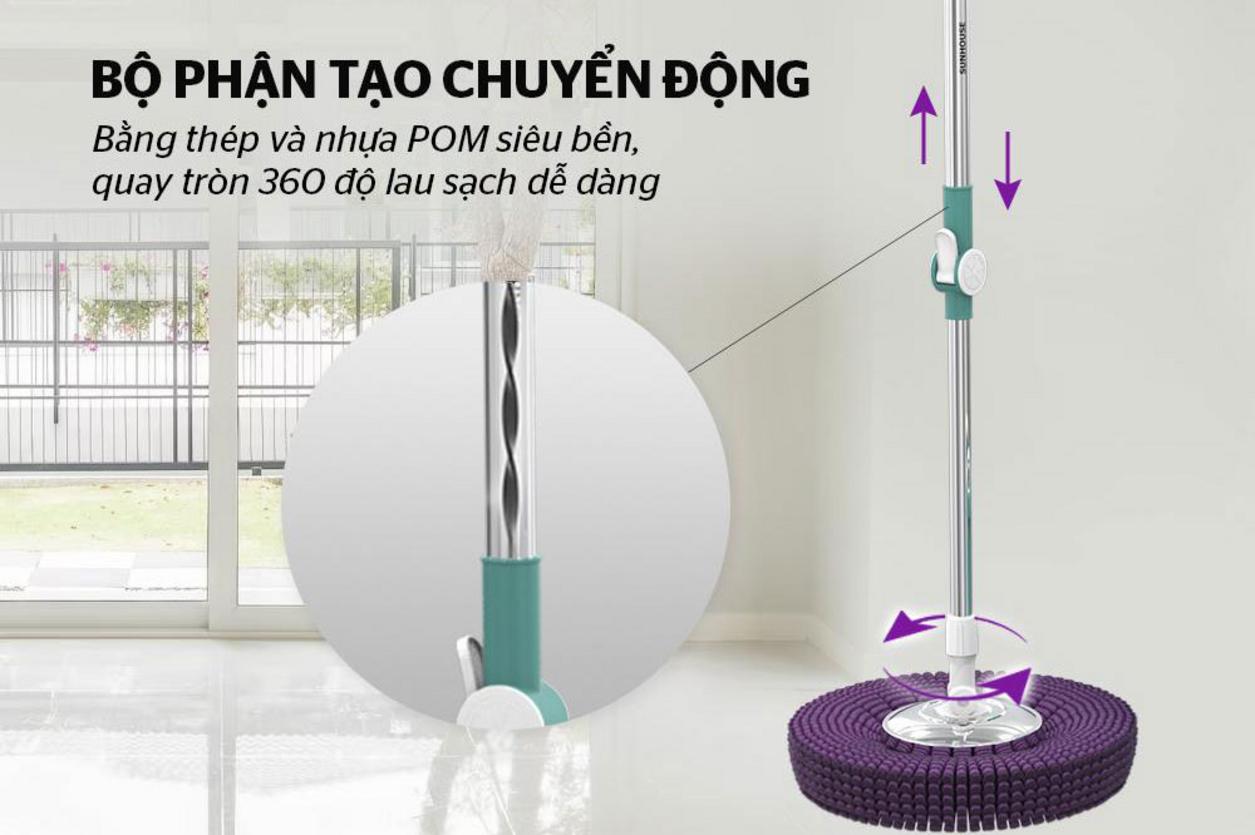 Cấu tạo lồng vắt inox và cây lau inox 201 giúp Sunhouse KS-CL300IB bền, dễ dùng.