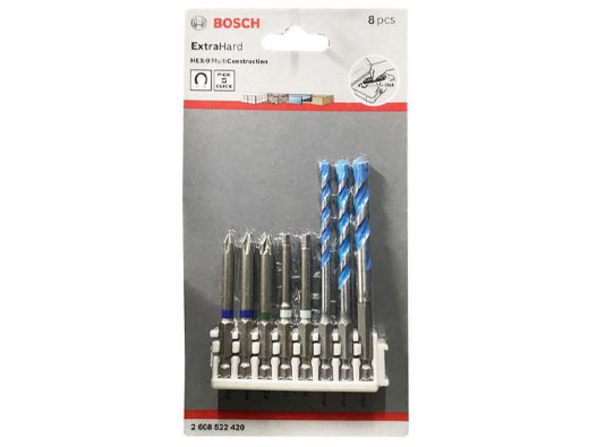 Bộ 8 món Bosch 2608522420 nhỏ gọn, đa năng cho vặn vít và khoan tường.