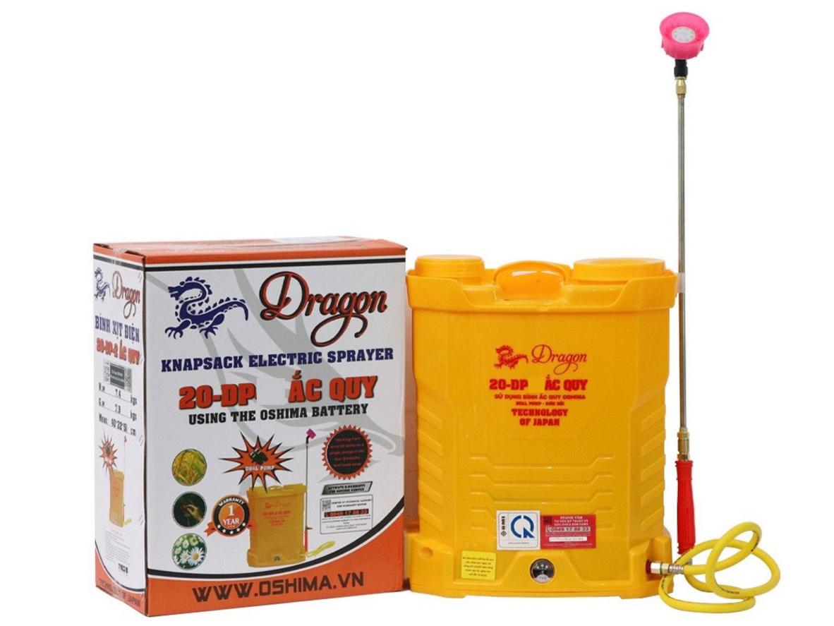 Dragon 20DP 20 lít dùng ắc quy 12V/12Ah, phù hợp phun thuốc và sát khuẩn