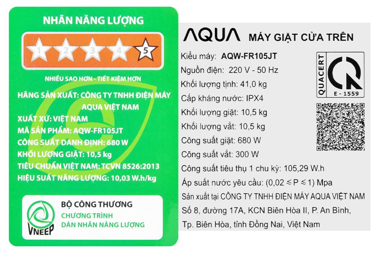 Dung tích 10,5kg phù hợp gia đình đông người