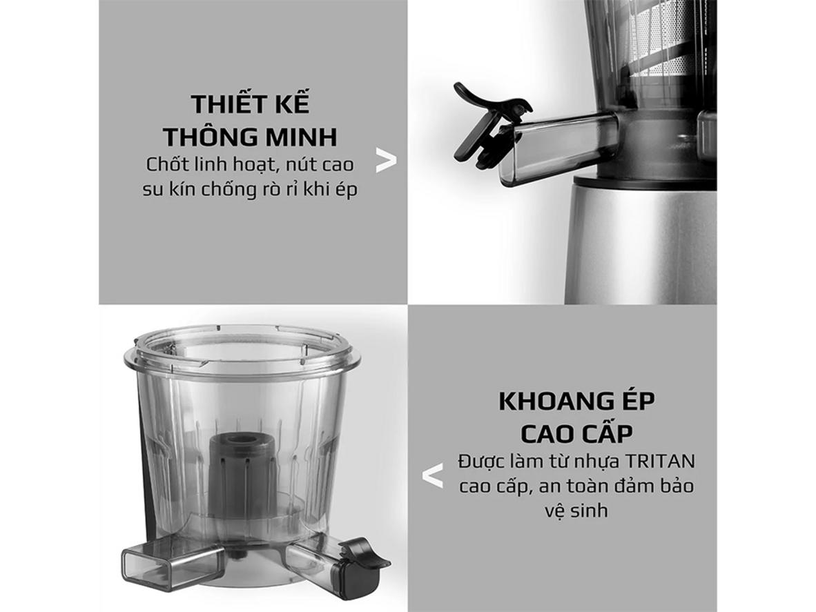 Tốc độ ép chậm 40 vòng/phút giúp giữ vị tươi tự nhiên.