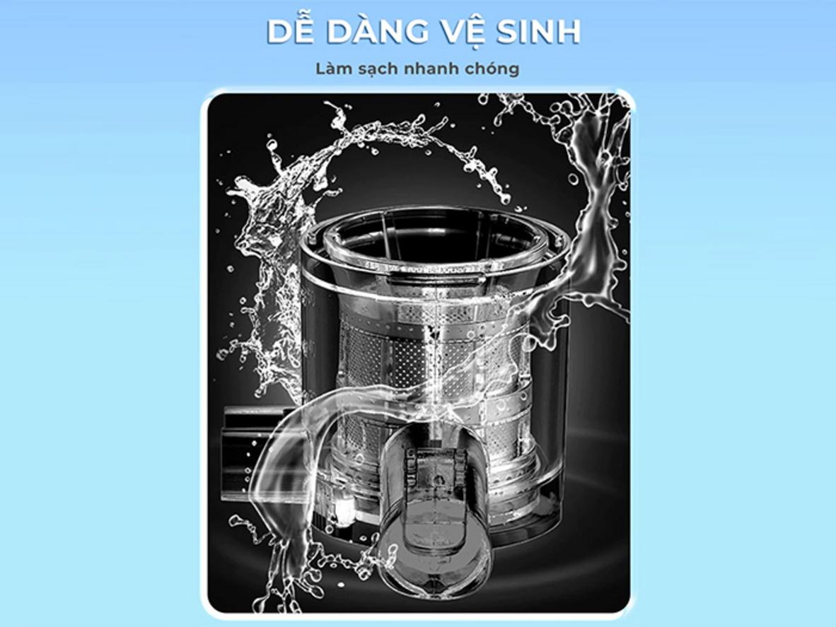 Ép lạnh 55 vòng/phút cho nước ép sánh mịn.