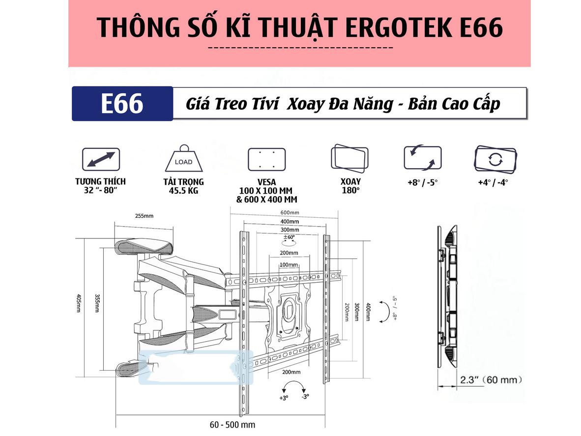 Tải trọng tối đa 45,5 kg giúp treo TV lớn an tâm hơn.