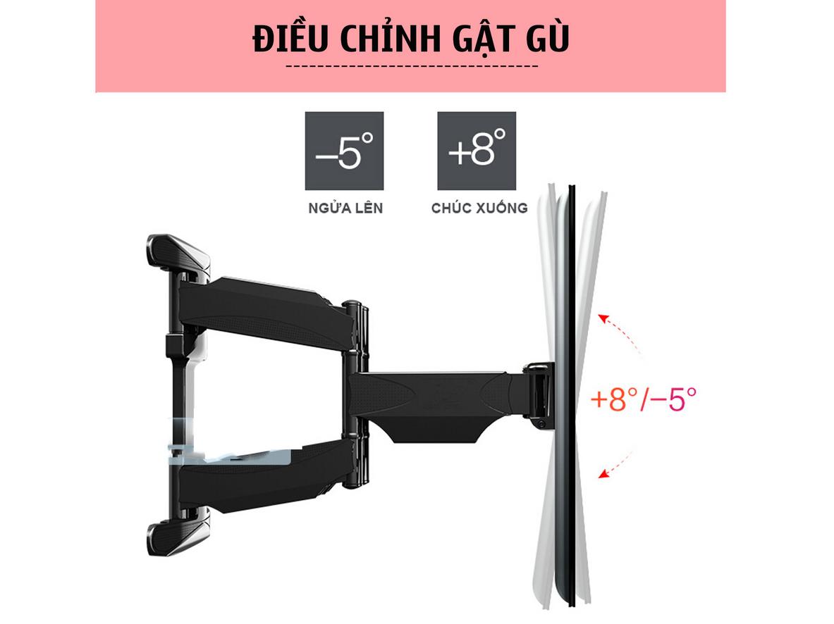 Tay đòn kép ErgoTek E66 cho phép kéo ra đến 500 mm và xoay linh hoạt.
