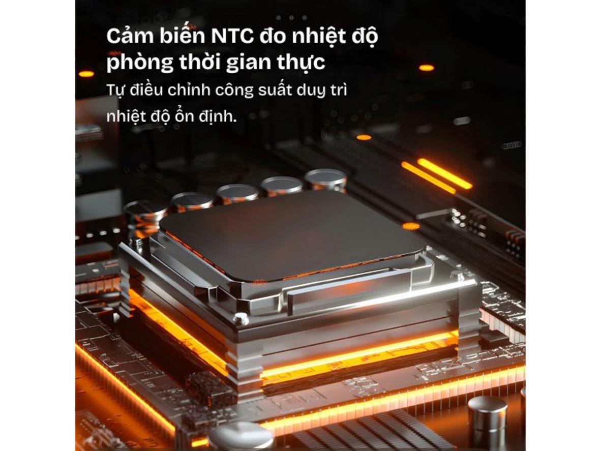 Hai mức công suất giúp chọn chế độ sưởi phù hợp từng tình huống.