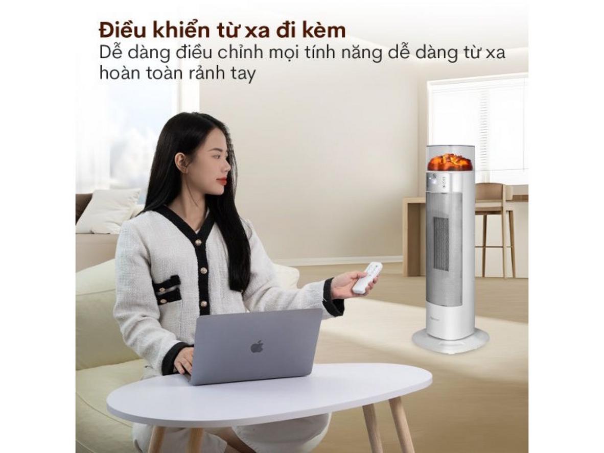 PTC Ceramic giúp sưởi nhanh và tỏa nhiệt đều.