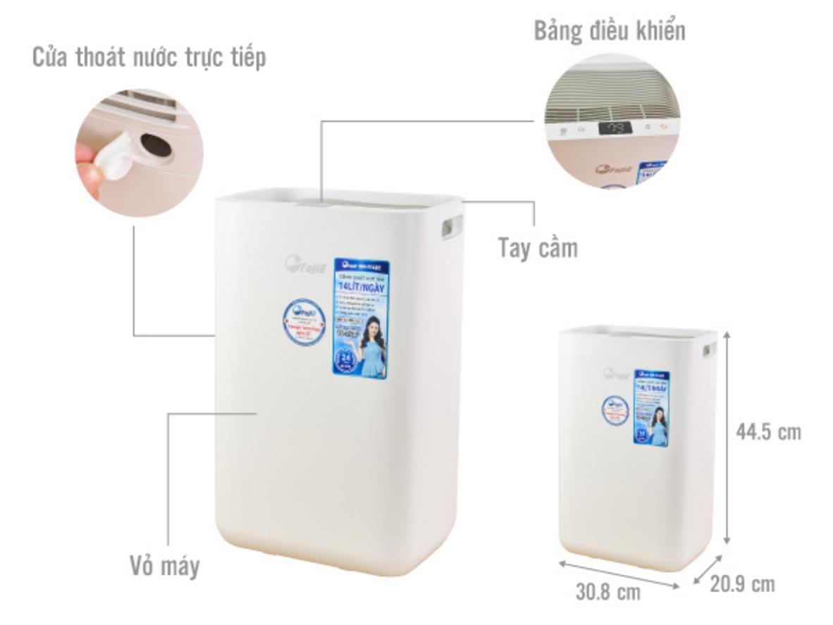 Thông số chính của FujiE HM-914EC: 14 lít/ngày, 175W, phù hợp phòng nhỏ.