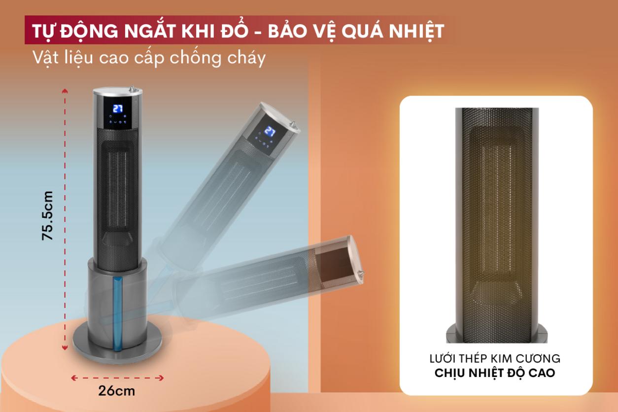 PTC Ceramic giúp máy làm ấm nhanh và ổn định.