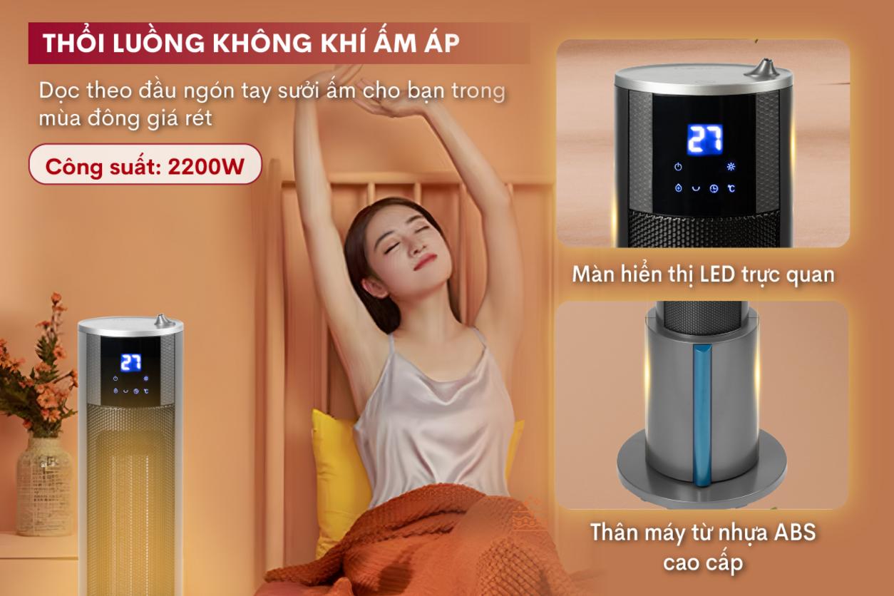 Thiết kế tháp gọn, dễ đặt trong nhiều không gian.