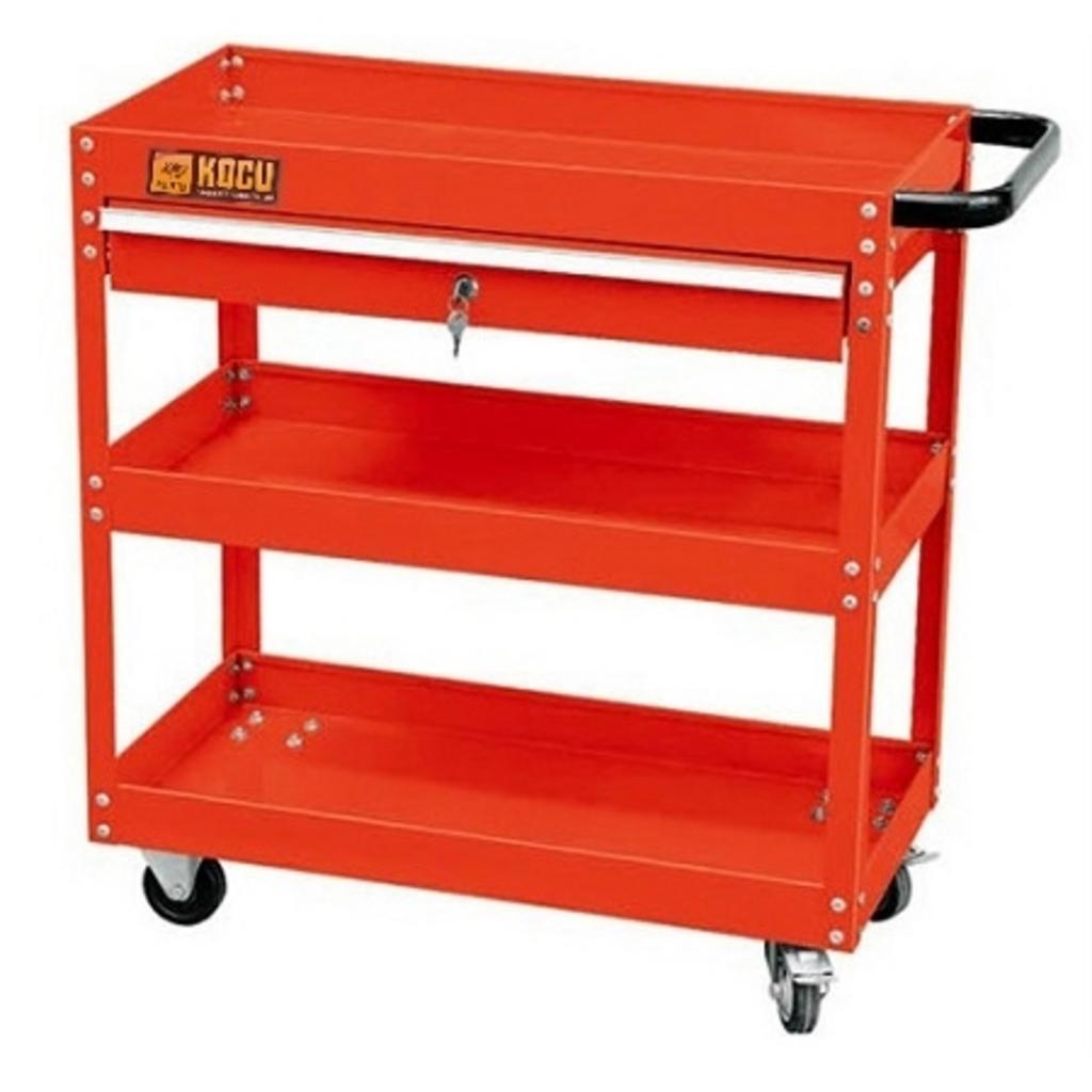 Kocu KC-15 với 3 tầng đựng đồ, ngăn khóa và 4 bánh xe cho garage, xưởng sửa chữa.