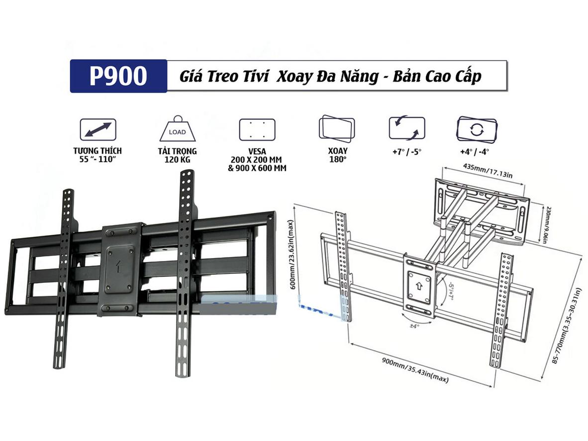 ErgoTek P900 tối ưu góc nhìn và tiết kiệm không gian treo TV lớn