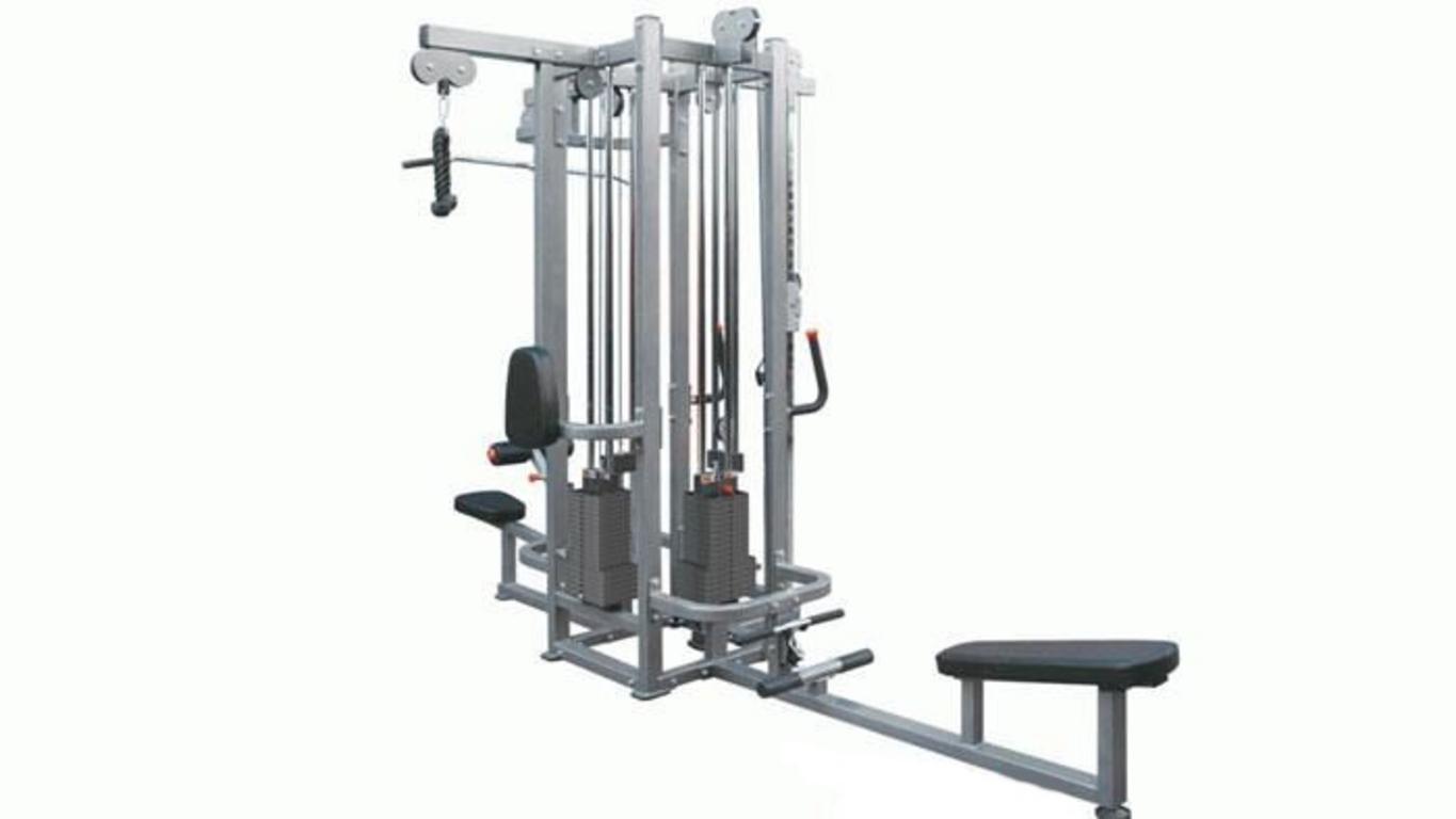 Giàn tạ 4 khối IMPULSE IF8127 với 4 trạm tập độc lập cho phòng gym thương mại.