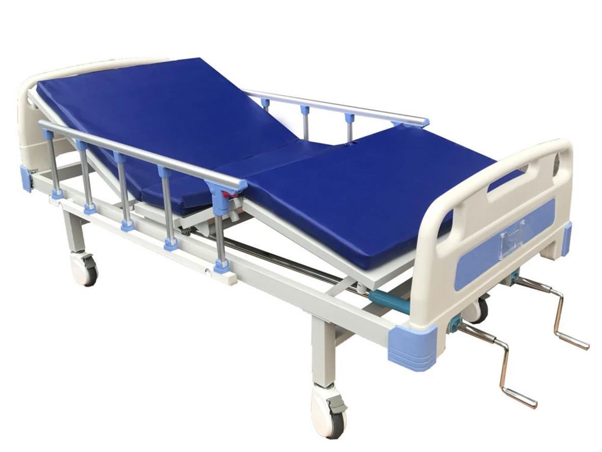 Giường bệnh nhân ABS 2 tay quay sắt sơn tĩnh điện kèm đệm và bô vệ sinh cho chăm sóc tại nhà.