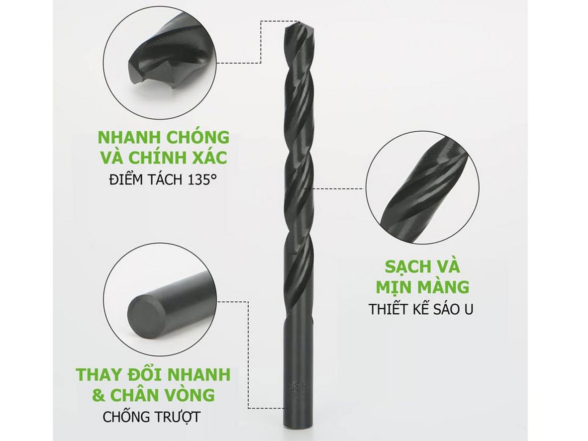Lớp phủ black oxide giúp giảm ma sát và hỗ trợ chống ăn mòn hiệu quả.