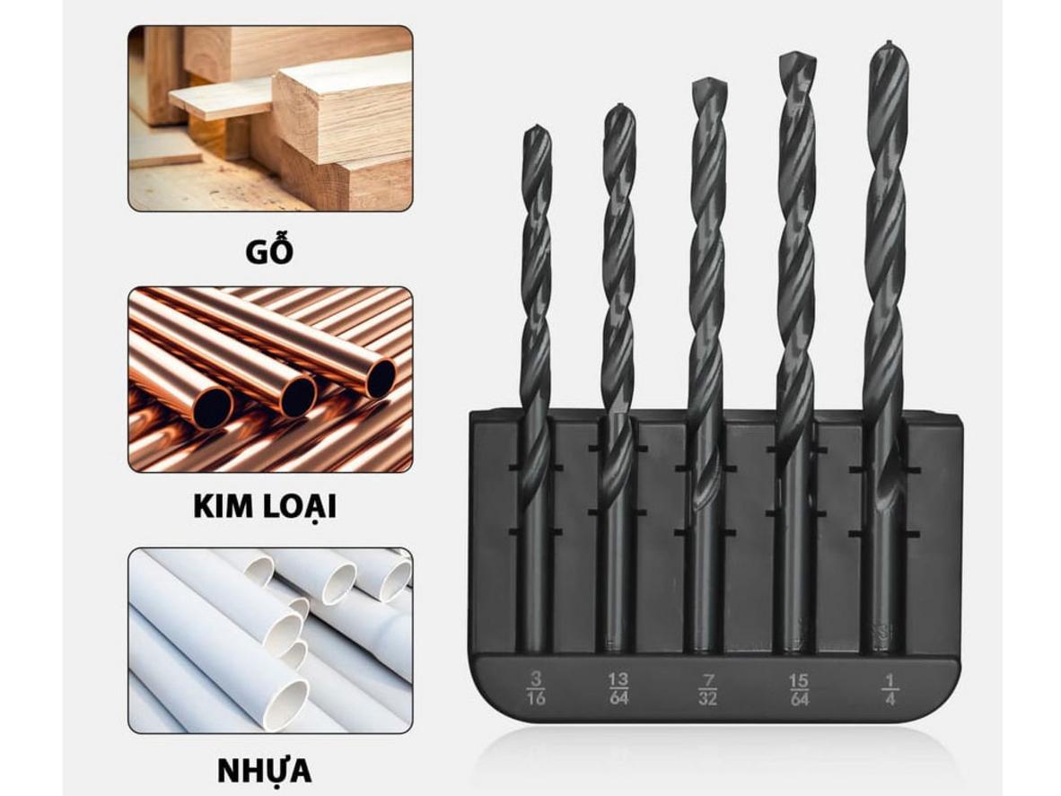 Chuôi tròn và rãnh xoắn giúp tương thích dễ và thoát phoi tốt hơn.