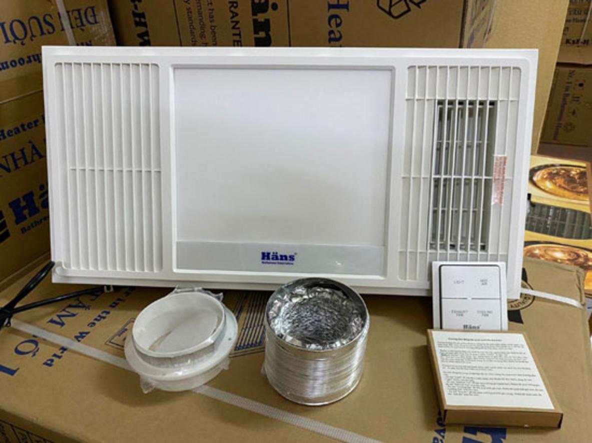 Hans HA2 tích hợp 4 chức năng trong một thân máy âm trần gọn phẳng.