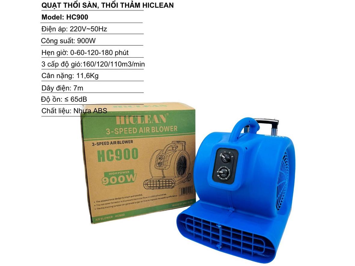 Công suất 900W và lưu lượng khí 160 m3/phút giúp HC900 làm khô nhanh hơn.