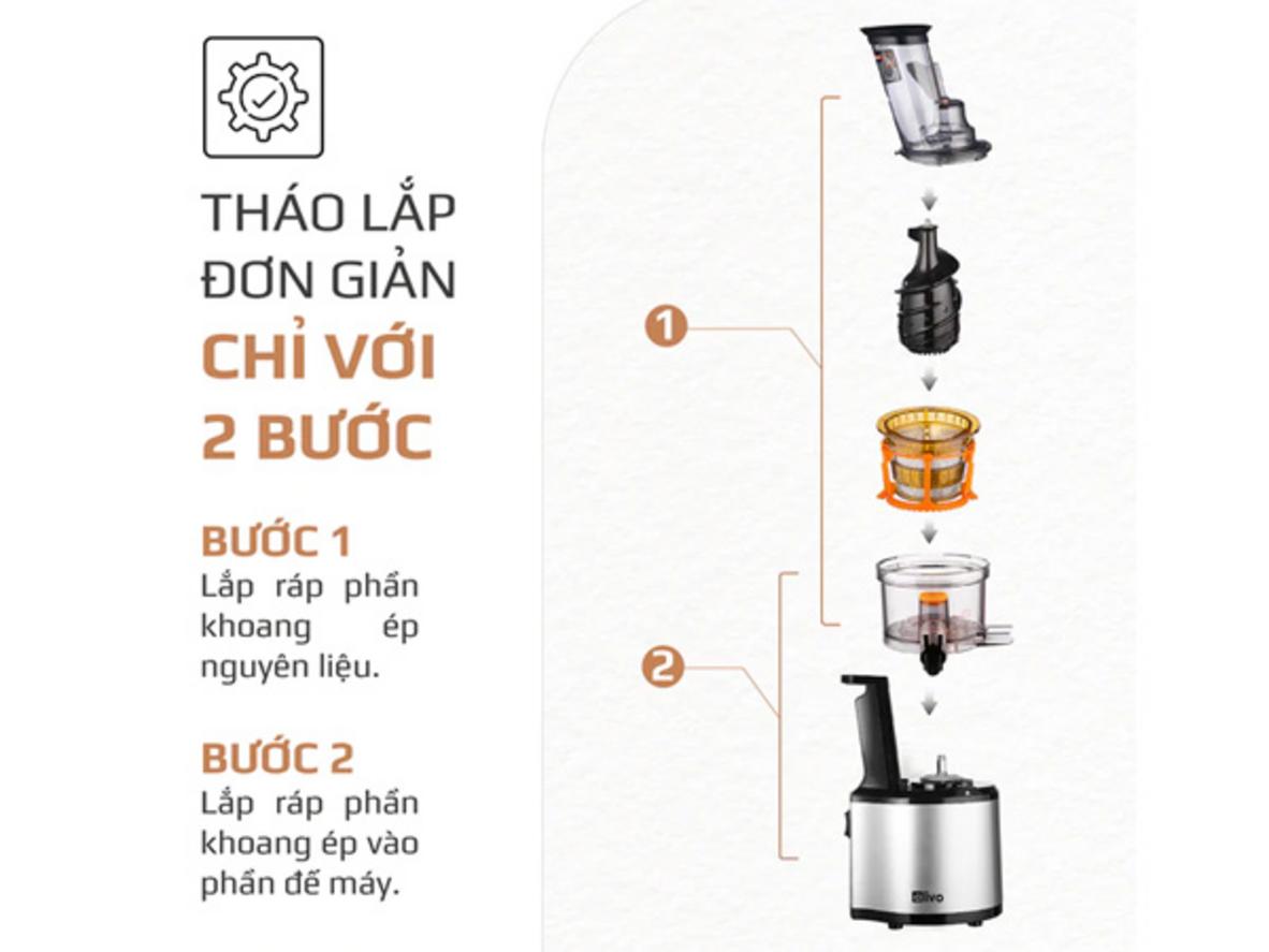 Họng 80mm và trục ép chống kẹt bã