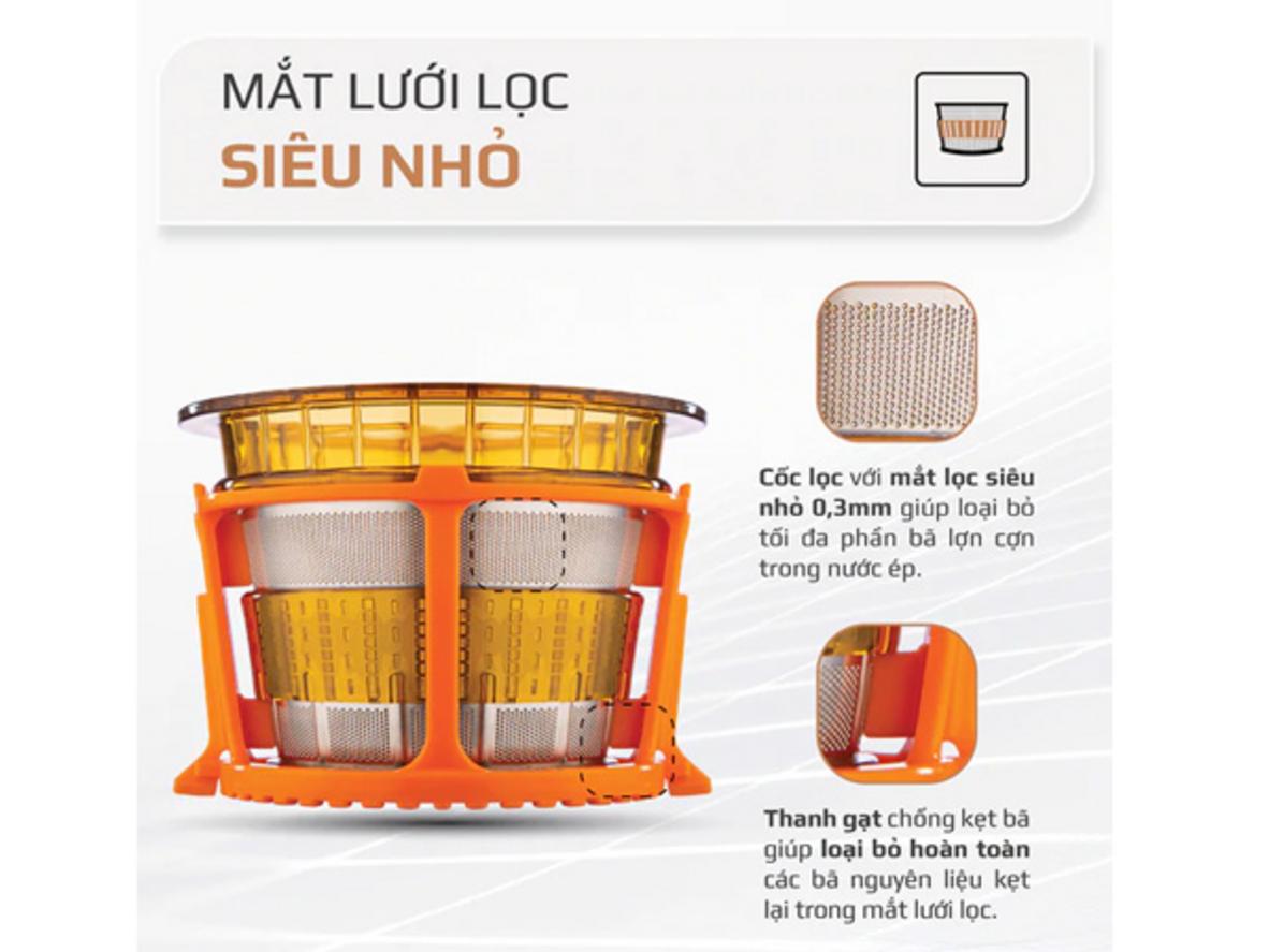 Họng 80mm và trục ép chống kẹt bã