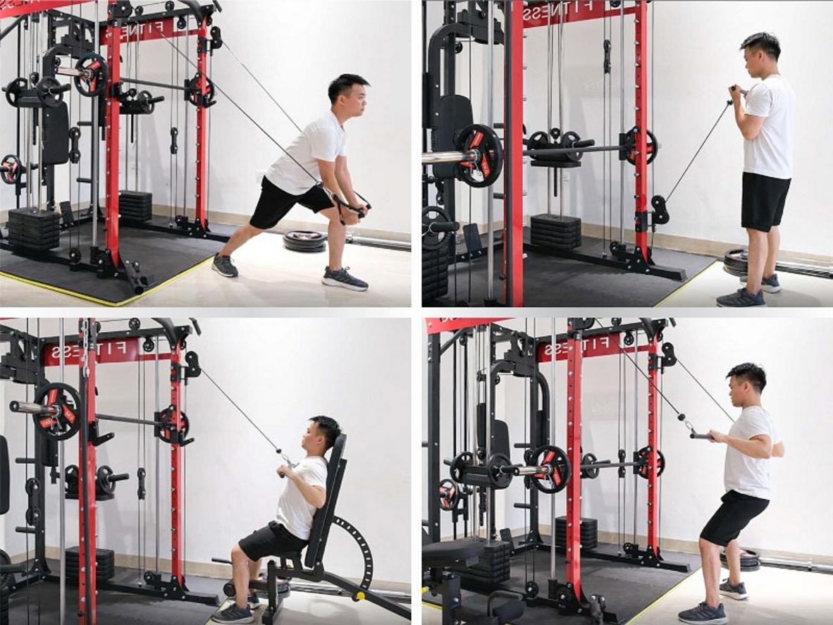 Hệ thống kéo xô ròng rọc giúp HQ K12 tập lưng, xô và tay sau mượt hơn.