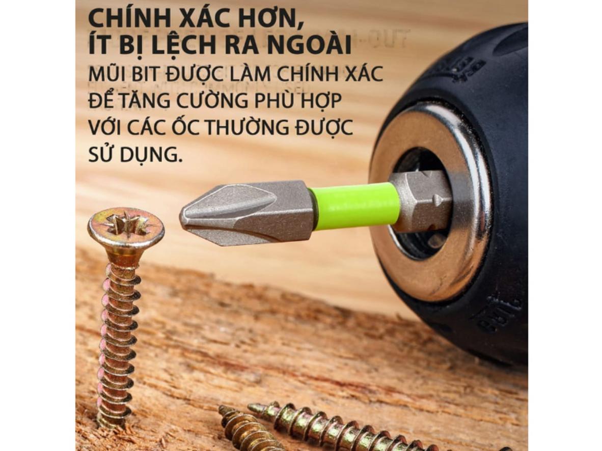 Impact Rated giúp siết chắc hơn và hạn chế trượt đầu vít.