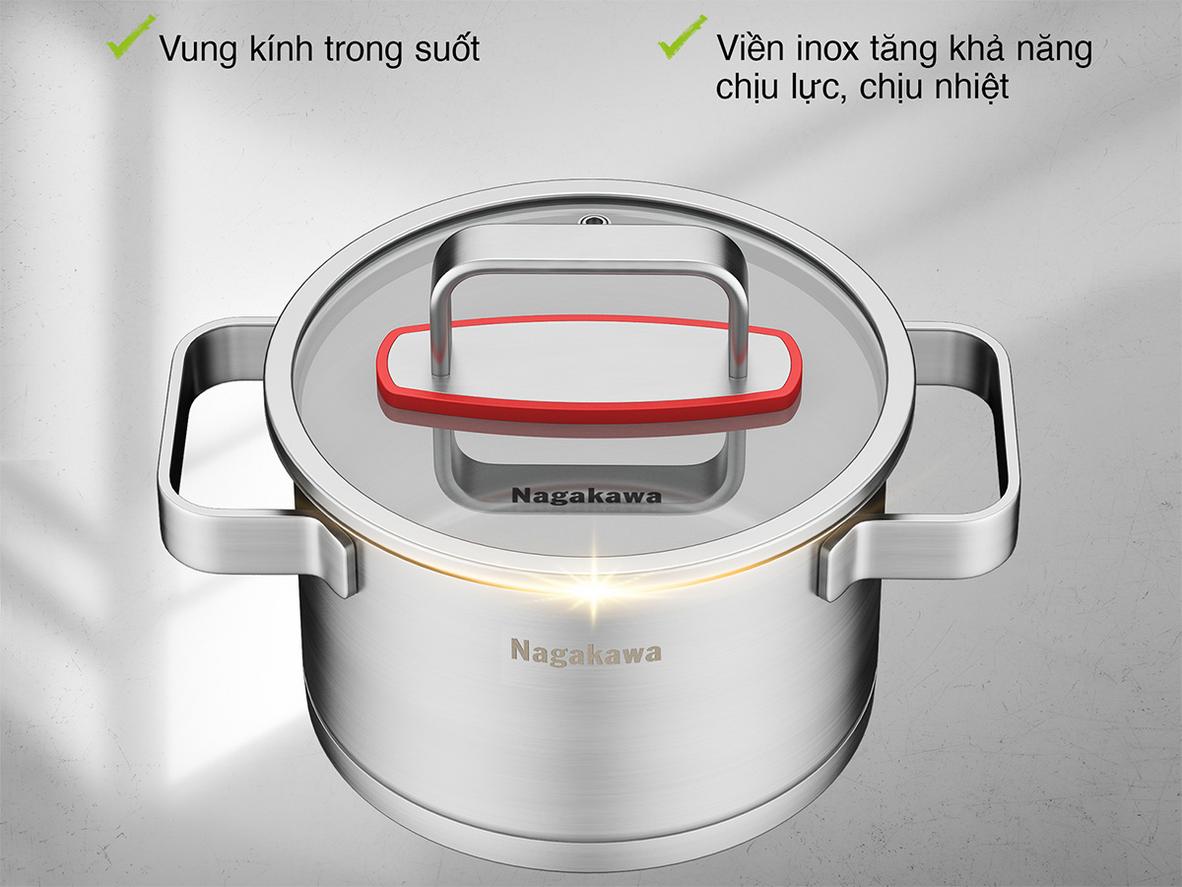 Lòng nồi inox 304 an toàn thực phẩm, dễ vệ sinh sau khi nấu.