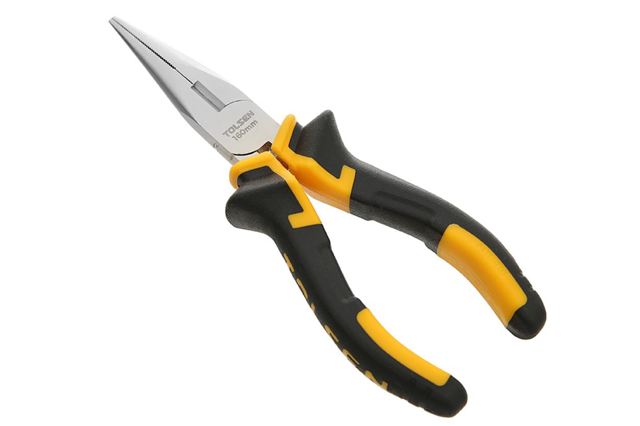 Kìm nhọn 160mm hỗ trợ gắp, luồn và thao tác trong không gian hẹp.