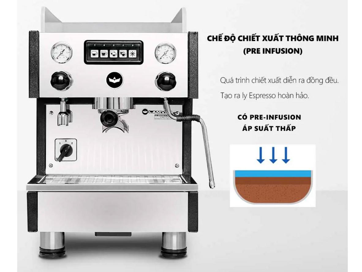 Boiler 4,5 lít giúp tạo hơi ổn định cho espresso và cappuccino.