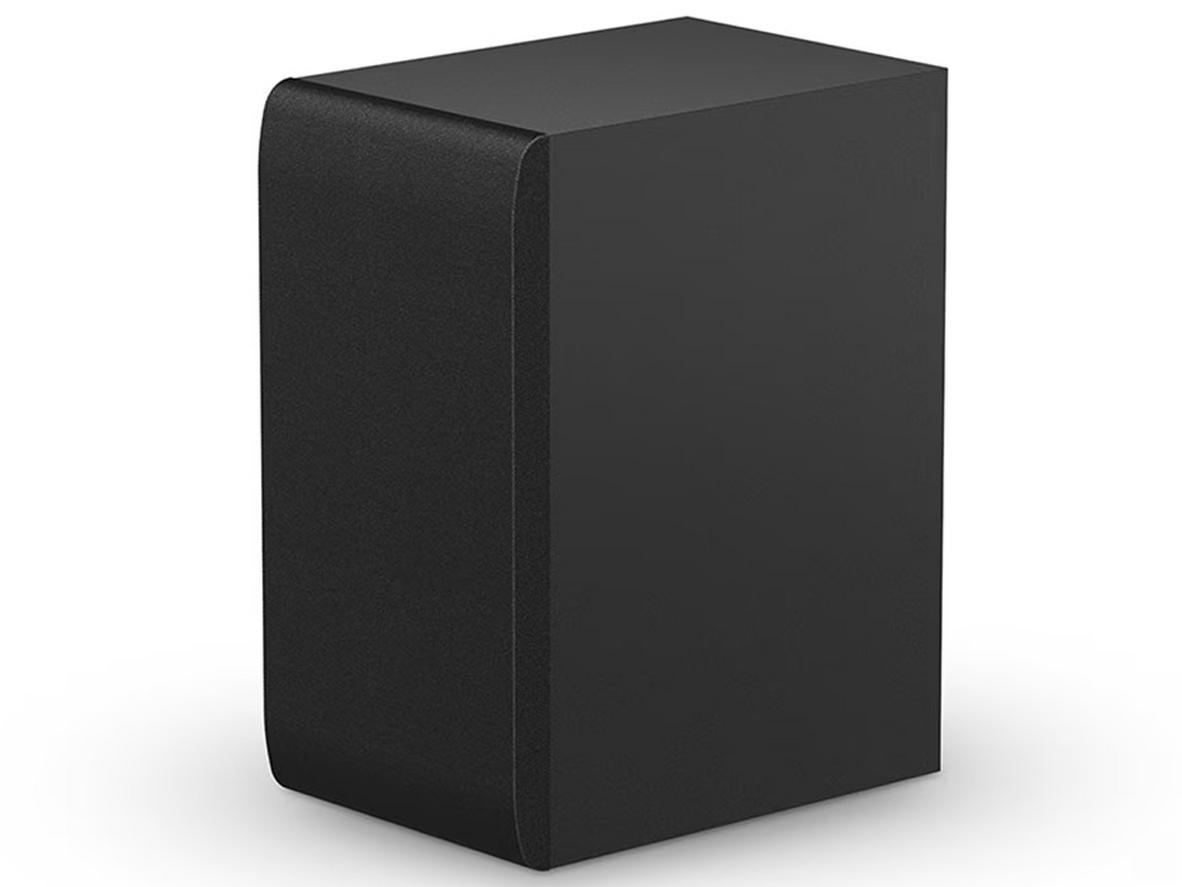 300W RMS và cấu hình 2.1 kênh giúp âm thanh dày hơn, lực hơn loa TV thông thường.