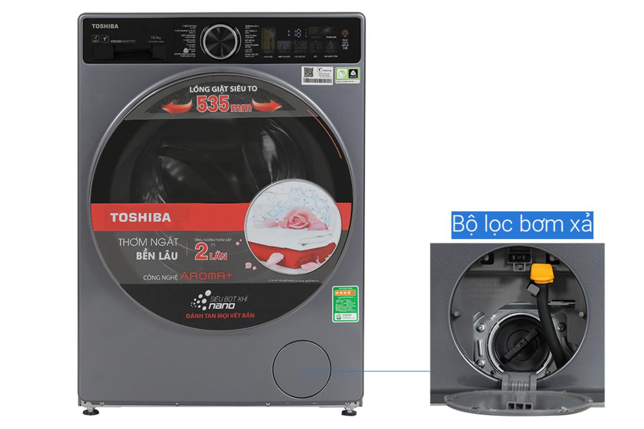 Lồng giặt 535mm giúp đảo đồ thoáng hơn và thao tác tiện hơn.