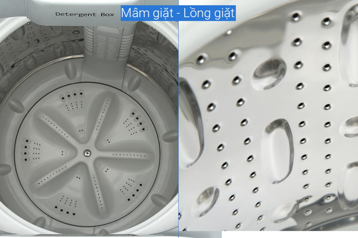 Lồng giặt thép không gỉ tăng độ bền và hạn chế bám bẩn.