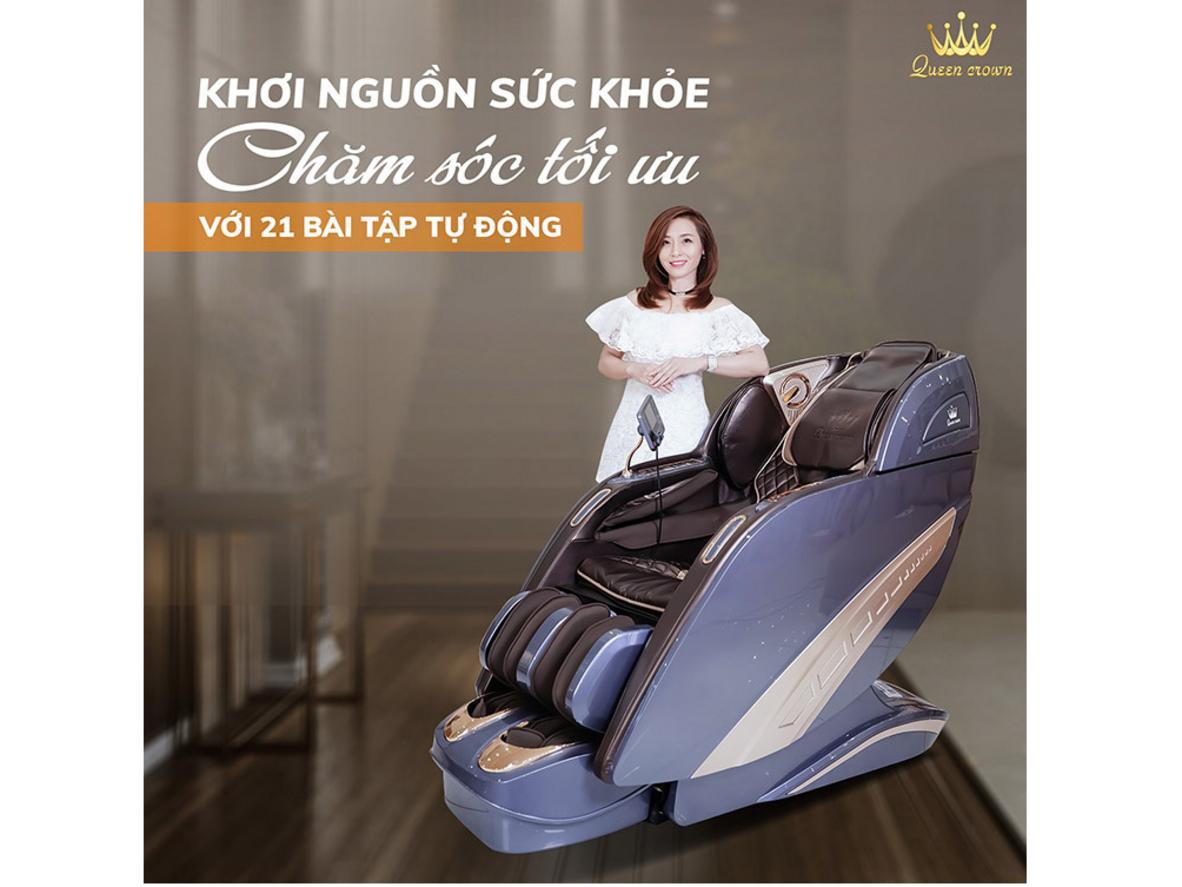 Massage 6D và 21 bài tập tự động trên Ghế massage Queen Crown QC 488 Sport