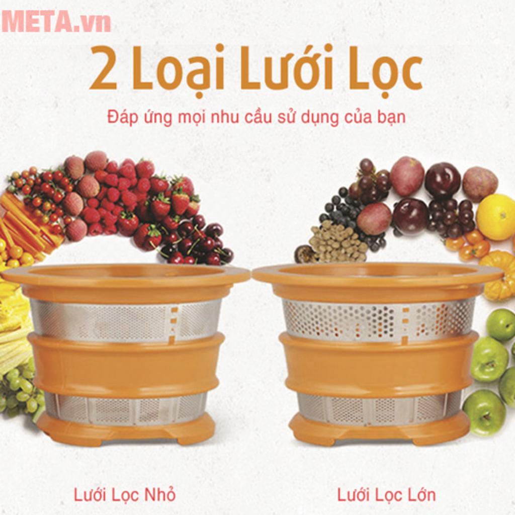Ép chậm êm ái với công suất 150W và tốc độ 75 vòng/phút.