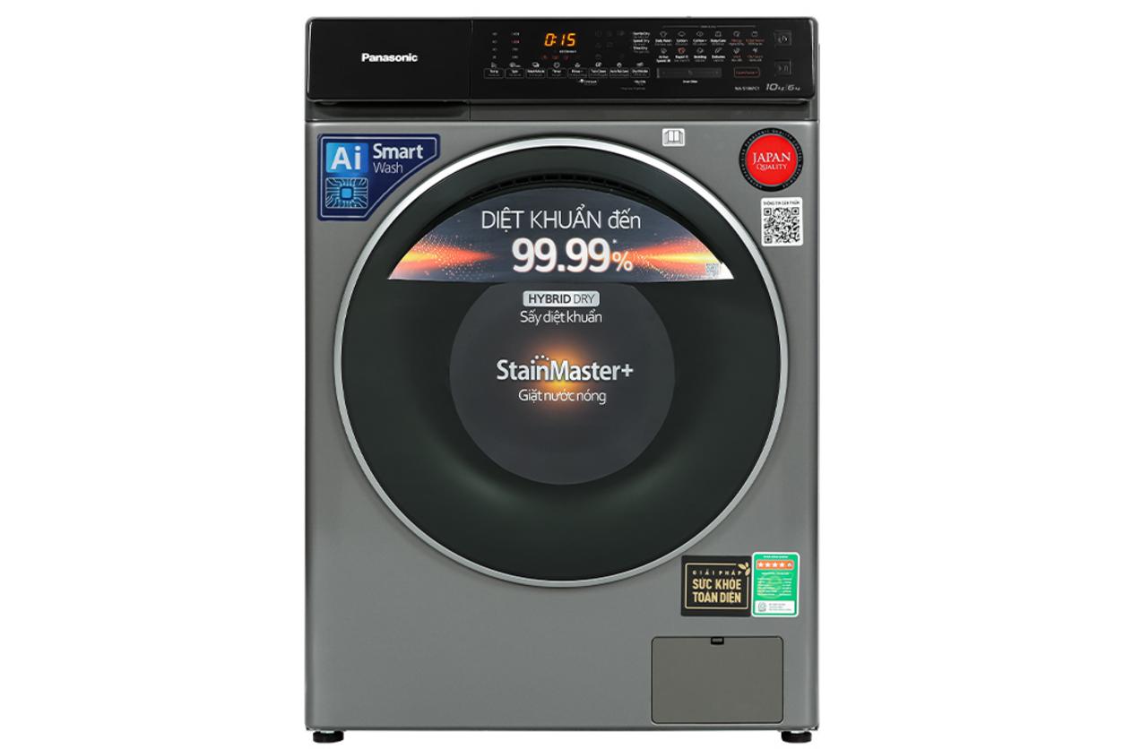 Máy giặt sấy Panasonic Inverter 10kg NA-S106FC1LV lồng ngang, gọn diện tích, hợp gia đình đô thị.