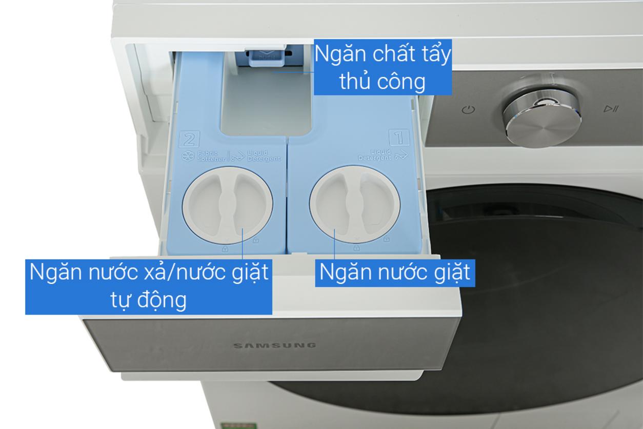 Loạt công nghệ AI giúp máy giặt sấy Samsung WD12BB944DGHSV tối ưu giặt sạch và tiết kiệm thao tác.