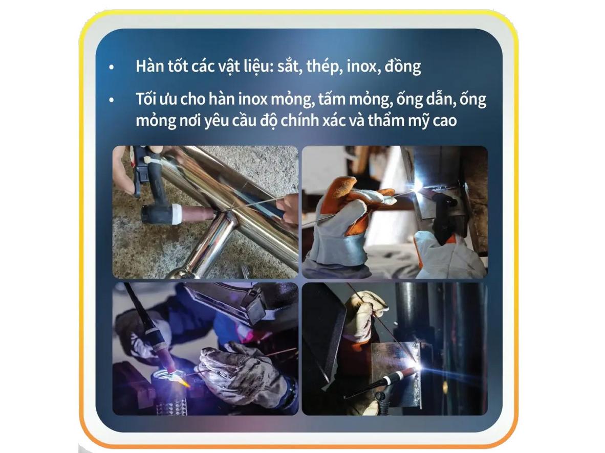 HKTIG300A tạo hồ quang ổn định, hỗ trợ mối hàn TIG đẹp trên inox.