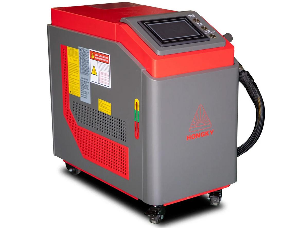 Máy hàn laser giải nhiệt bằng nước Hồng Ký HK-LW1500 cho xưởng cơ khí cần mối hàn đẹp và ổn định.
