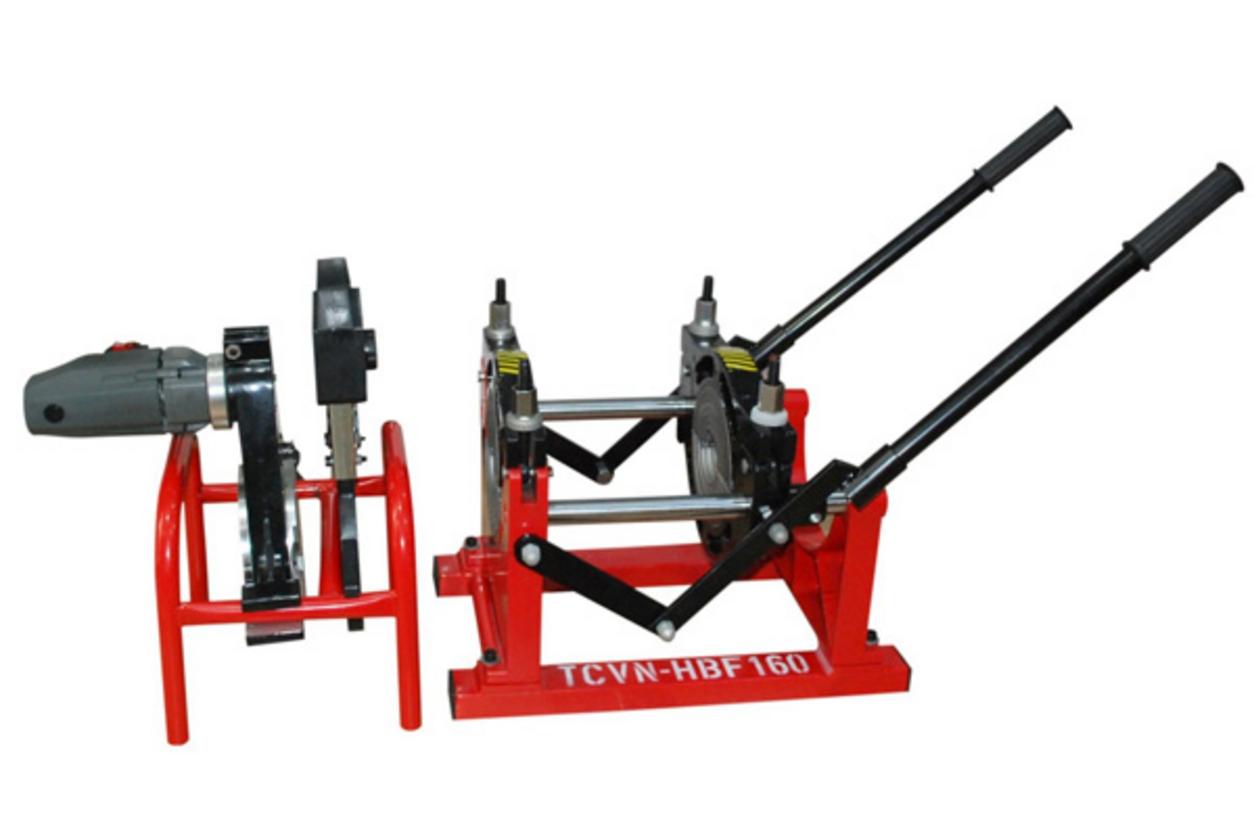 Máy hàn ống nhựa HDPE tay quay TCVN-HBF160 gọn 35kg, dùng điện 220V, hàn D63–D160.