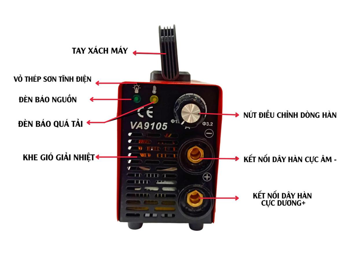 VAC VA9105 mini có thiết kế nhỏ gọn, dễ thao tác và phù hợp công việc hàn phổ thông.