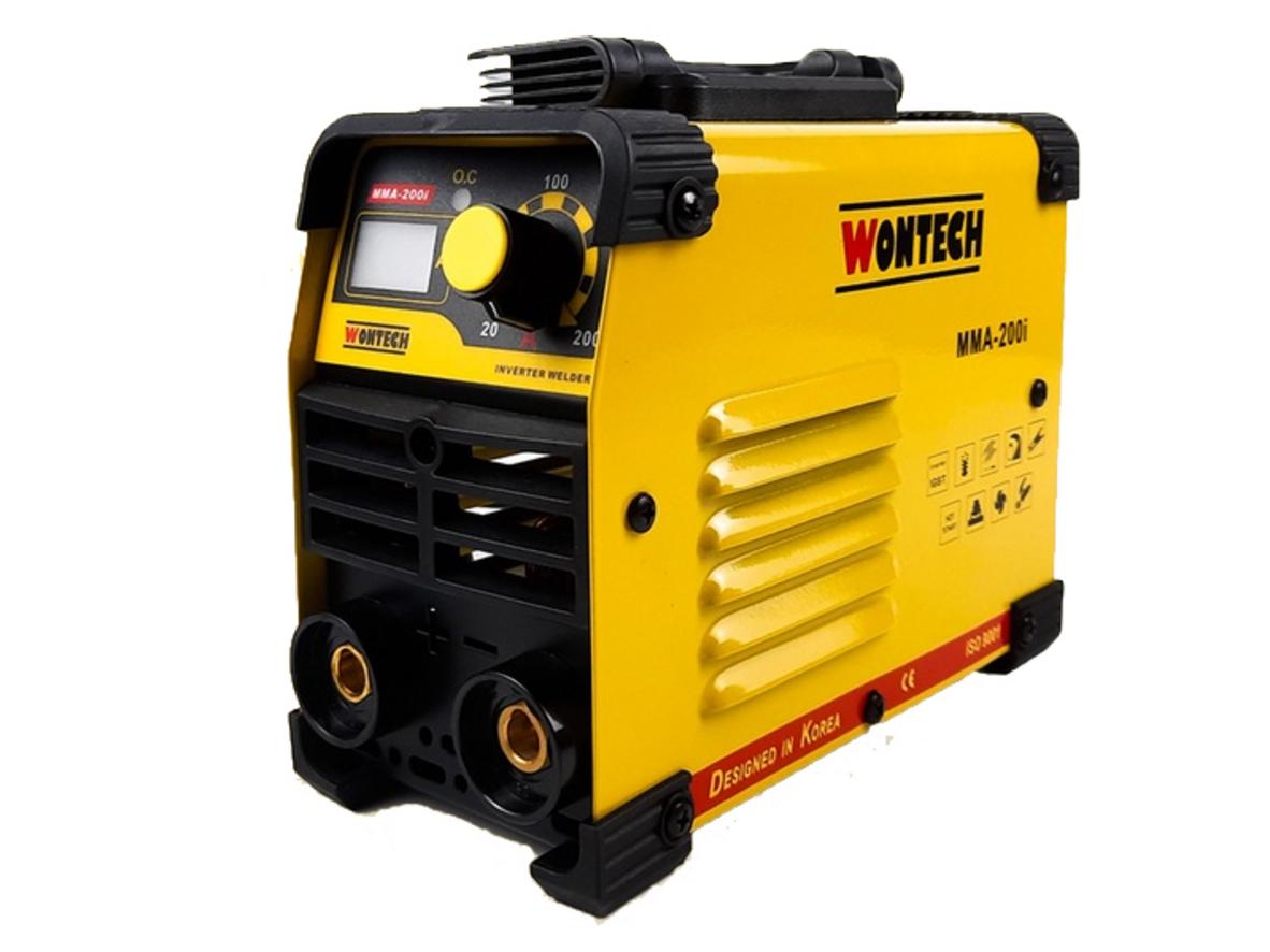 Máy hàn Wontech MMA-200i mini 200A, gọn nhẹ cho sửa chữa và hàn que dân dụng.