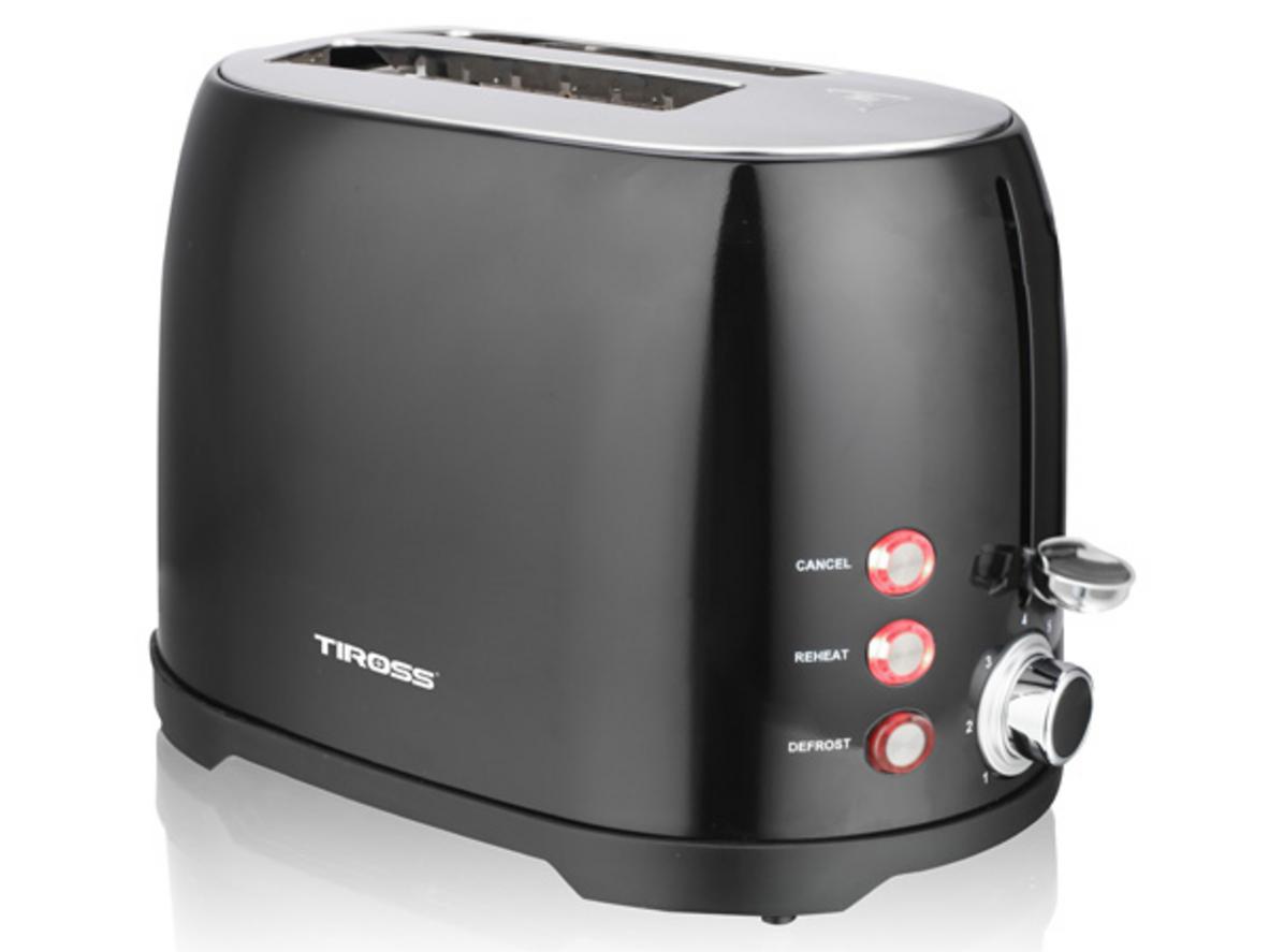 Máy nướng bánh mỳ 2 ngăn Tiross TS9659 gọn bếp, dễ dùng mỗi sáng.