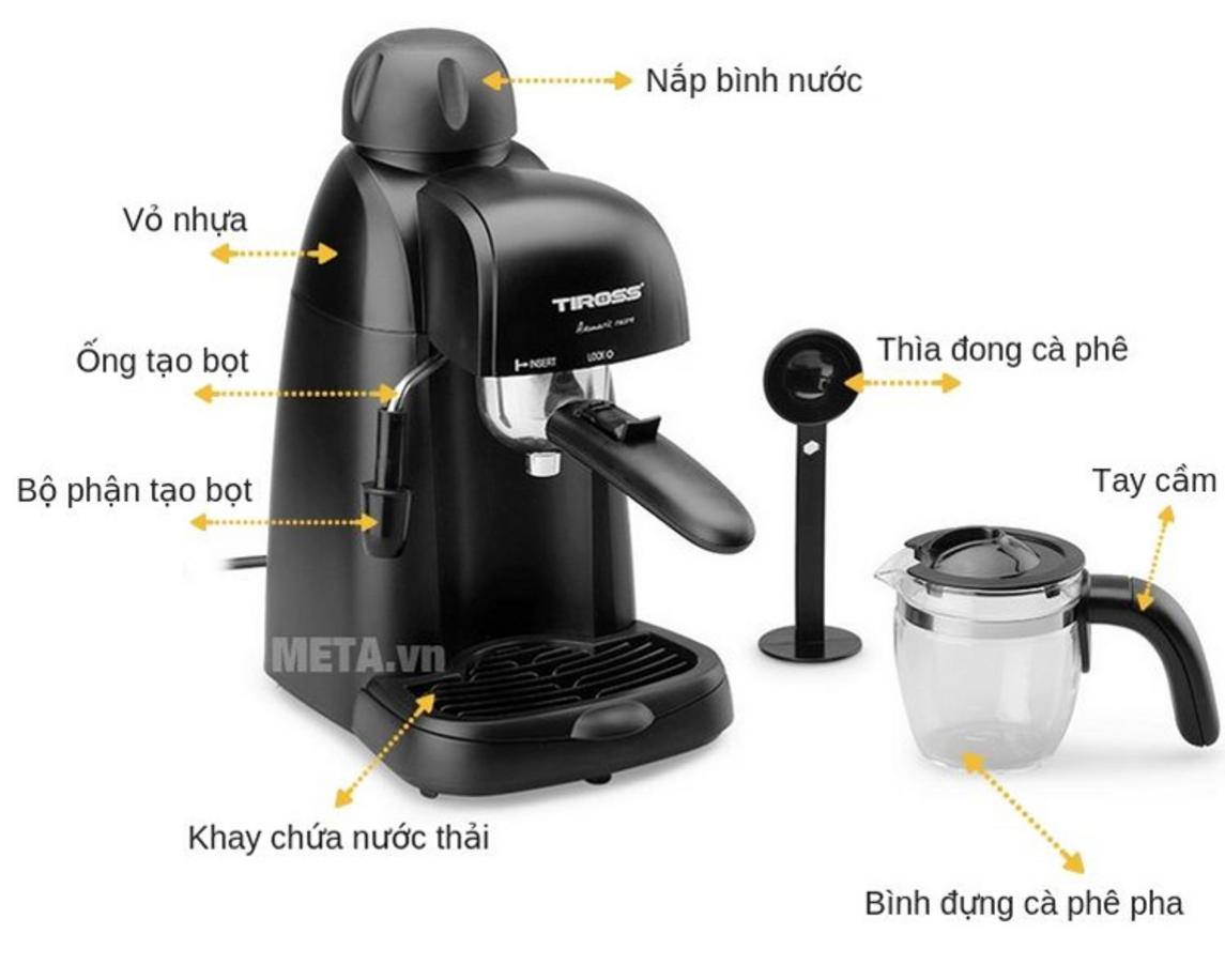 Tiross TS620 phù hợp nhu cầu pha espresso và đồ uống kiểu Ý cơ bản tại nhà.