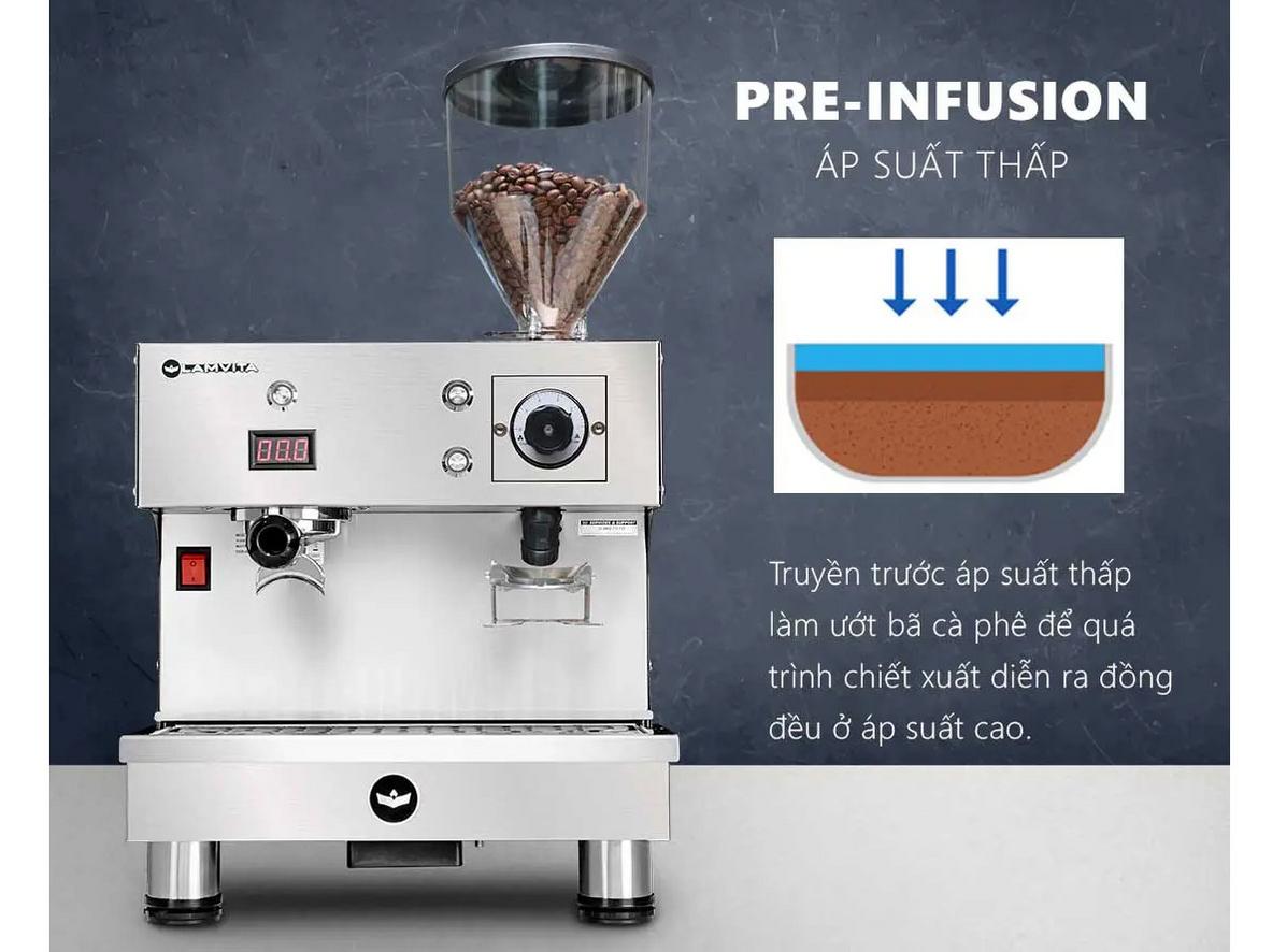 Thiết kế all-in-one giúp máy pha cà phê Lamvita Mio I tiết kiệm diện tích và thao tác.