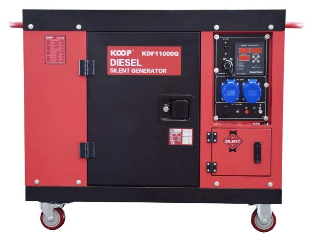 Máy phát điện chạy dầu Koop KDF11000Q 1 pha - 8KW cho nguồn điện dự phòng 220V ổn định.