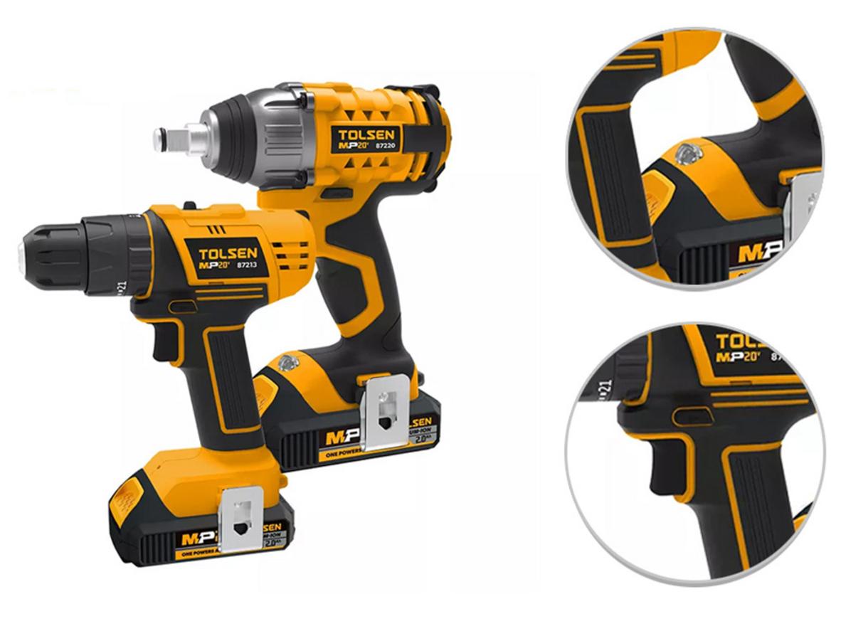 Pin Li-ion 20V giúp bộ Tolsen 87240 linh hoạt và gọn gàng hơn khi làm việc.