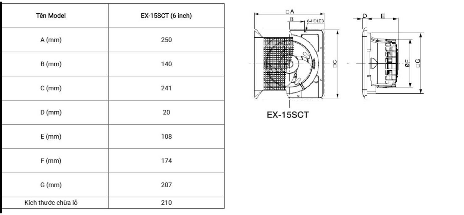 Tổng quan Quạt hút âm trần Mitsubishi EX-15SC6T
