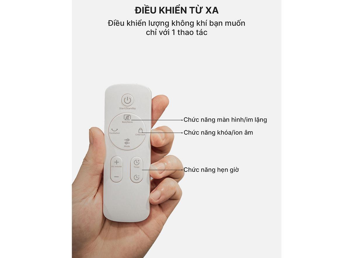 Tiện ích thông minh: remote, hẹn giờ và lọc khí
