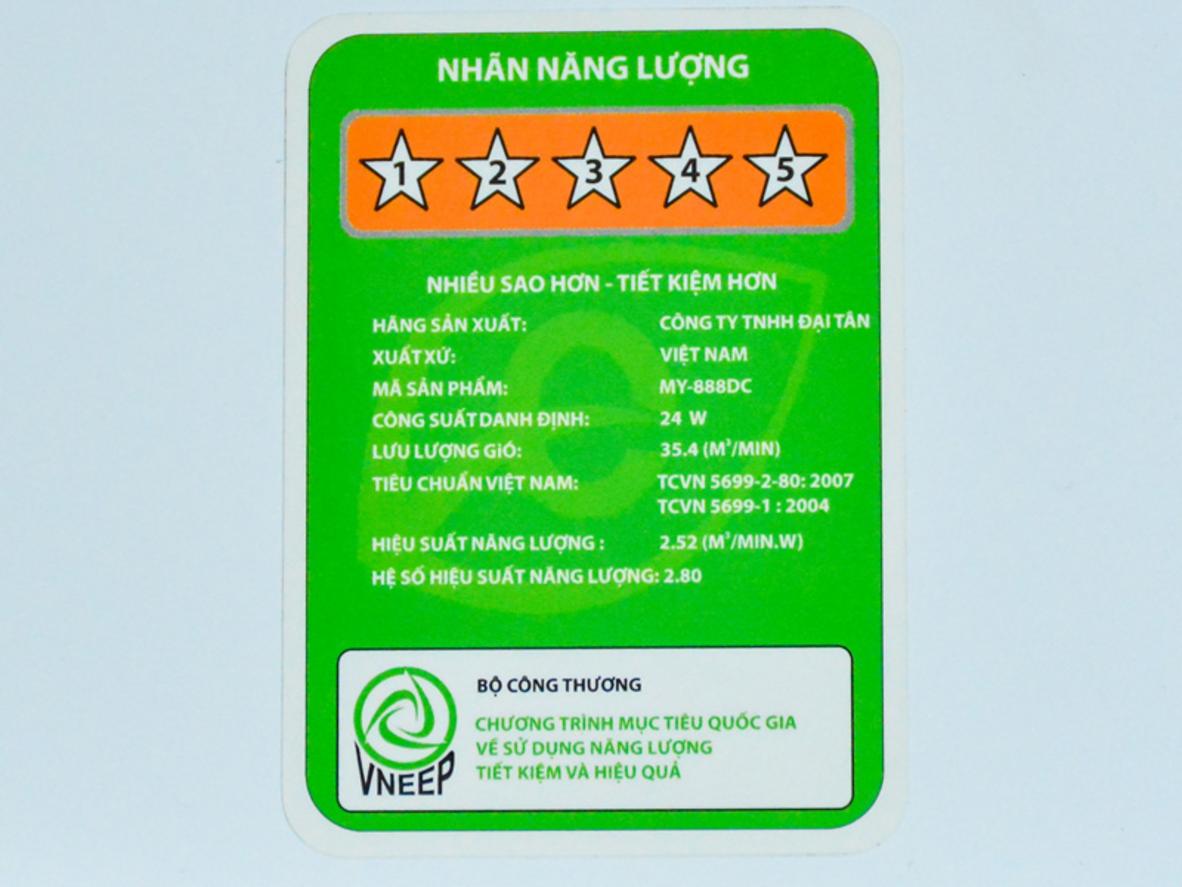 MY888DC dùng động cơ DC không chổi than, phù hợp nhu cầu tiết kiệm điện và vận hành êm.