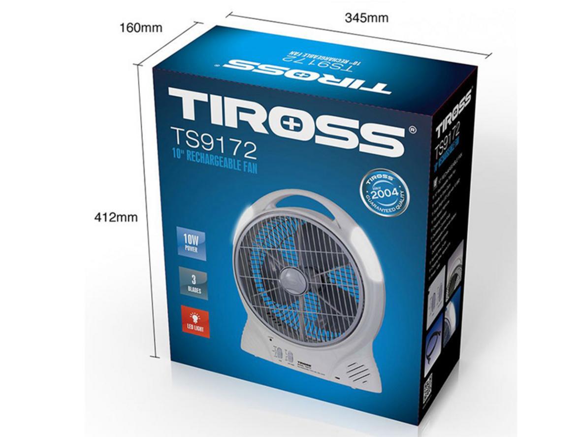 Tiross TS9172 có pin 6.000mAh, sạc USB DC 5V và đèn LED 10 bóng.